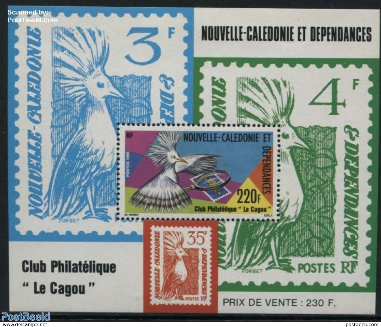 New Caledonia 1985 Le Cagou S/s, Mint NH, Nature - Birds - Stamps On Stamps - Neufs