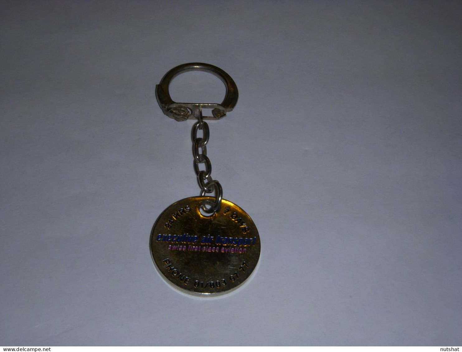 PORTE CLEFS 12 AVIATION EXECUTIVE AIR TRANSPORT ROND ARGENT METAL                - Key-rings