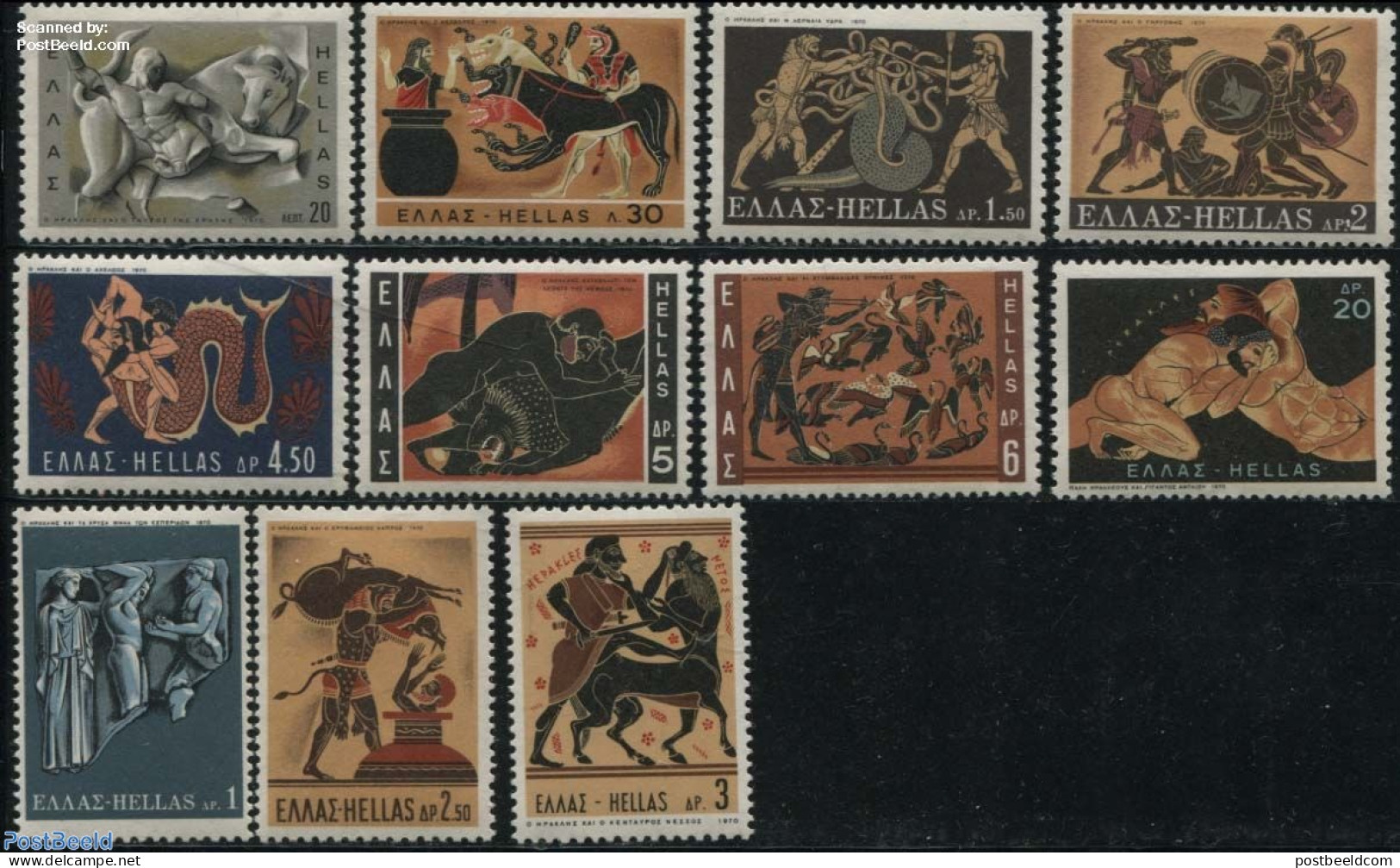 Greece 1970 Herakles 11v, Mint NH, Religion - Greek & Roman Gods - Art - Fairytales - Unused Stamps