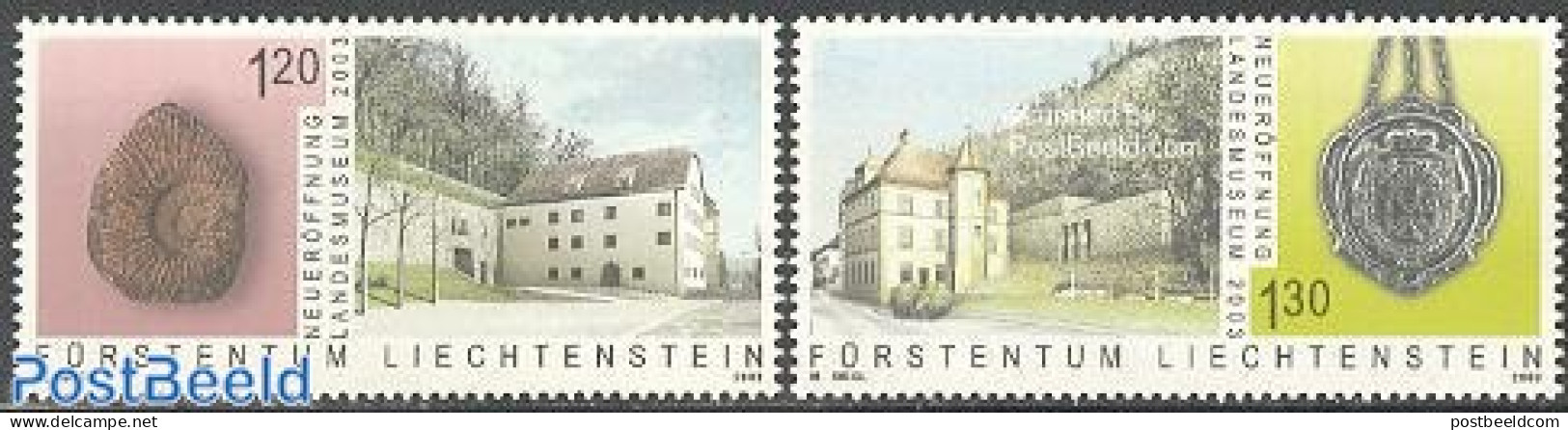 Liechtenstein 2003 National Museum 2v, Mint NH, History - Nature - Geology - Prehistoric Animals - Art - Museums - Unused Stamps