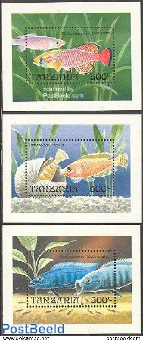 Tanzania 1992 Fish 3 S/s, Mint NH, Nature - Fish - Fische