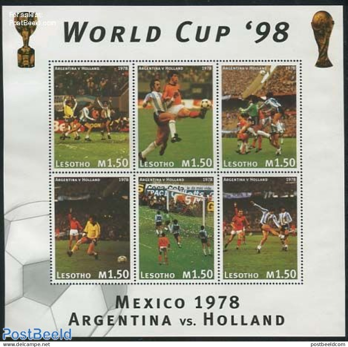 Lesotho 1997 World Cup Football 6v M/s, Mint NH, Sport - Football - Lesotho (1966-...)
