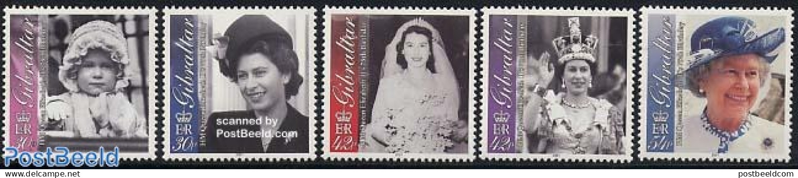 Gibraltar 2001 Elizabeth II 75th Birthday 5v, Mint NH, History - Kings & Queens (Royalty) - Familles Royales