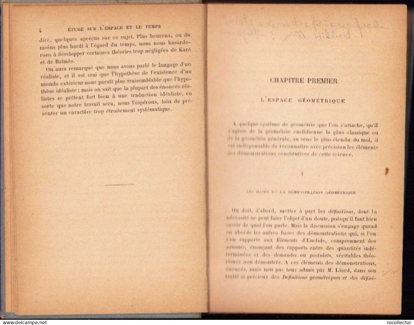 Etude Sur L’espace Et Le Temps Par Georges Lechalas 1896 C3869N - Oude Boeken