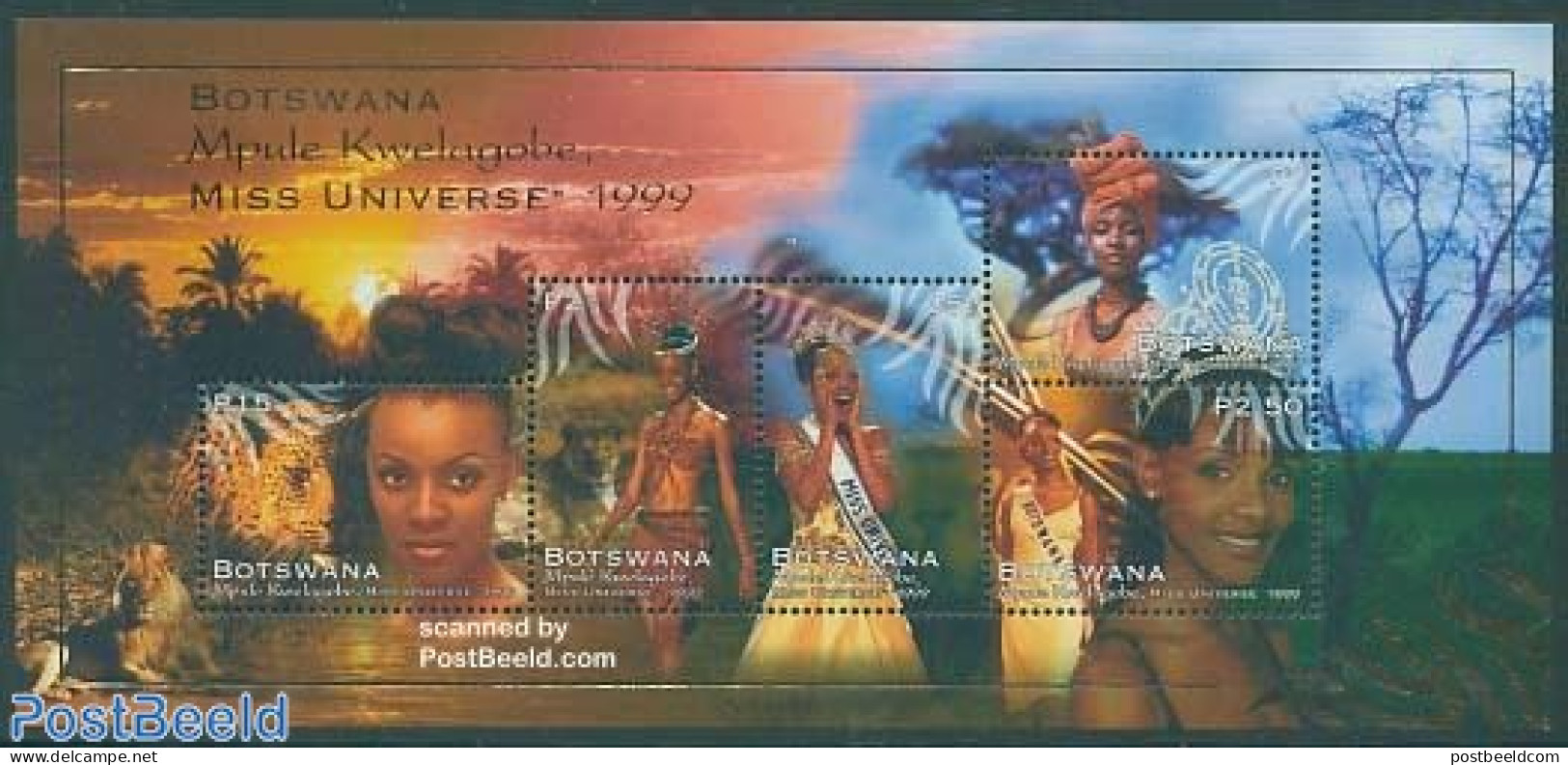 Botswana 1999 Miss Universe S/s, Mint NH, History - Nature - Performance Art - Women - Cat Family - Miss World - Non Classés