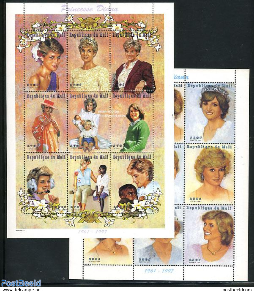 Mali 1997 Death Of Diana 18v (2 M/s), Mint NH, History - Charles & Diana - Kings & Queens (Royalty) - Familles Royales