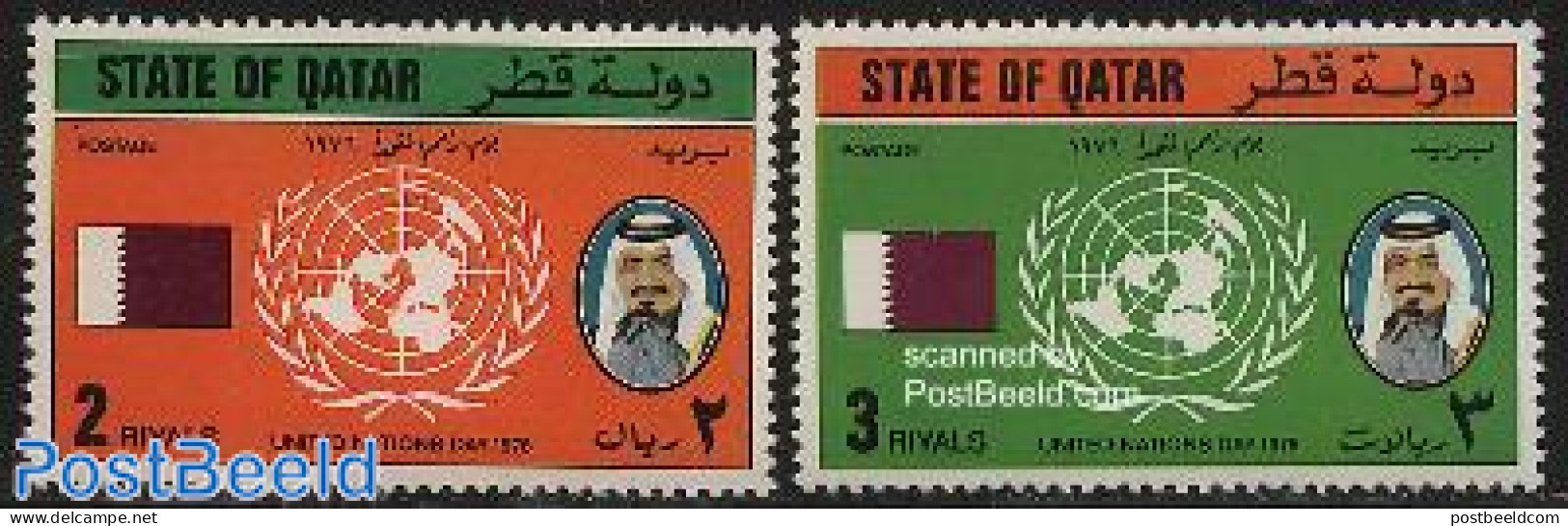 Qatar 1976 Uno Day 2v, Mint NH, History - United Nations - Qatar