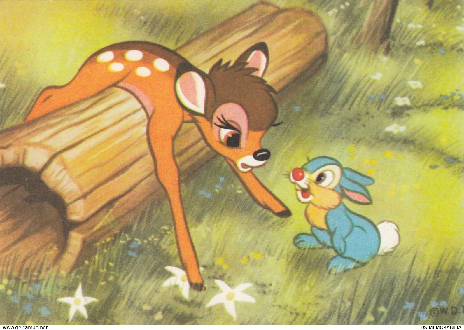 Disney - Bambi & Rabbit Old Postcard 1965 - Sonstige & Ohne Zuordnung