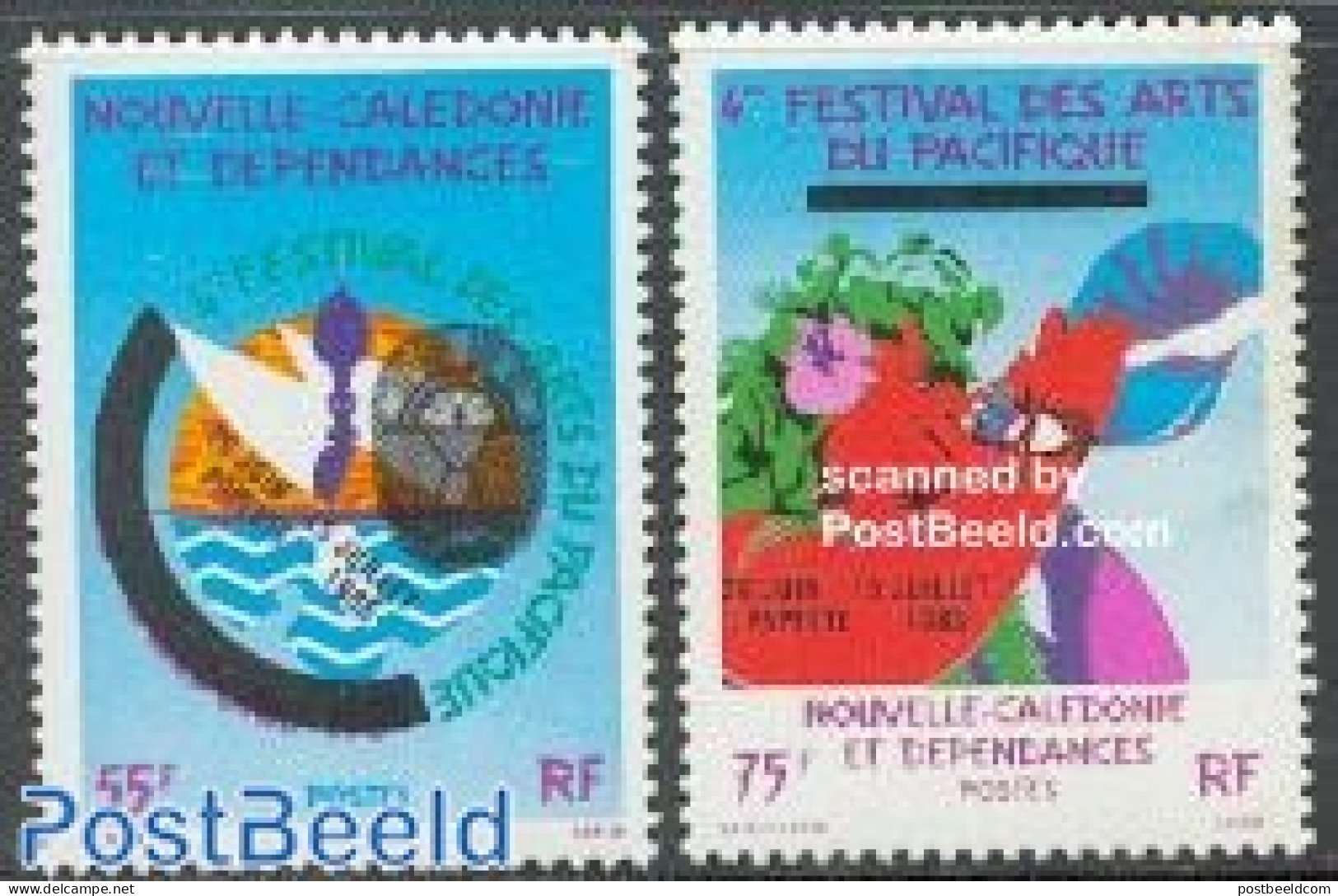 New Caledonia 1985 Pacific Art Festival 2v, Mint NH, Performance Art - Music - Unused Stamps