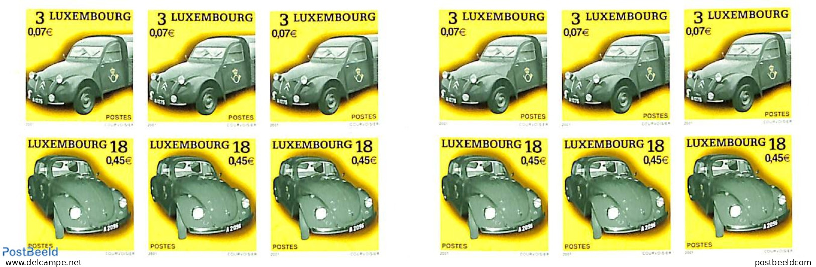 Luxemburg 2001 AUTOMOBILES BOOKLET, Mint NH, Transport - Post - Stamp Booklets - Automobiles - Unused Stamps
