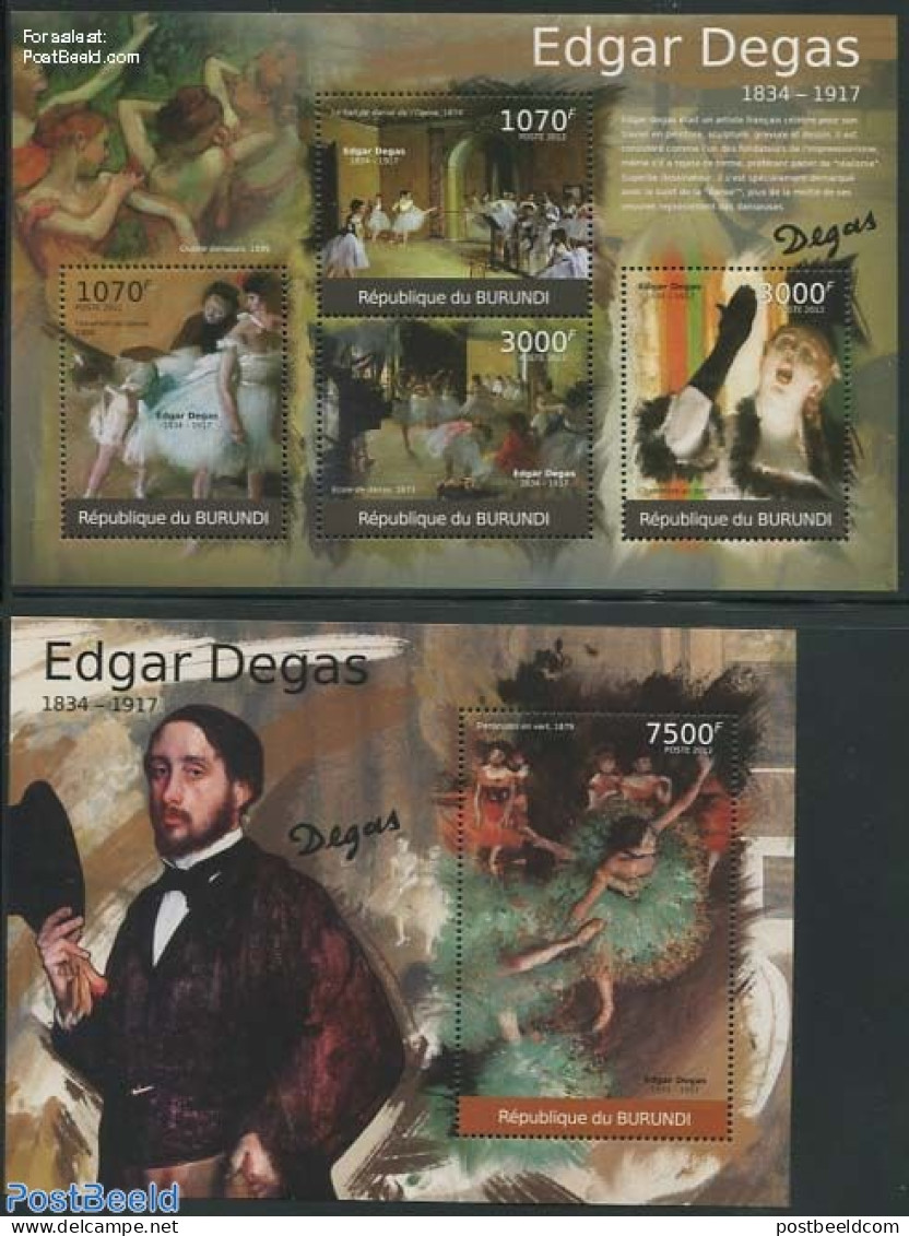 Burundi 2012 Edgar Degas Paintings 2 S/s, Mint NH, Performance Art - Dance & Ballet - Art - Edgar Degas - Modern Art (.. - Danse