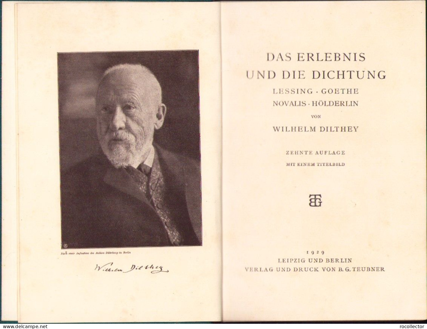 Das Erlebnis Und Die Dichtung Lessing Goethe Novalis Hölderlin Von Wilhelm Dilthey 1929 C3866N - Oude Boeken