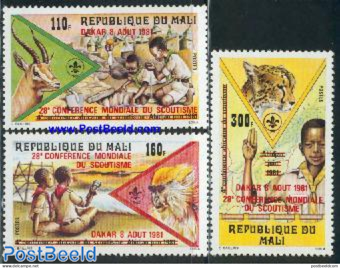 Mali 1981 Scouting Conference 3v, Mint NH, Nature - Sport - Animals (others & Mixed) - Monkeys - Scouting - Mali (1959-...)