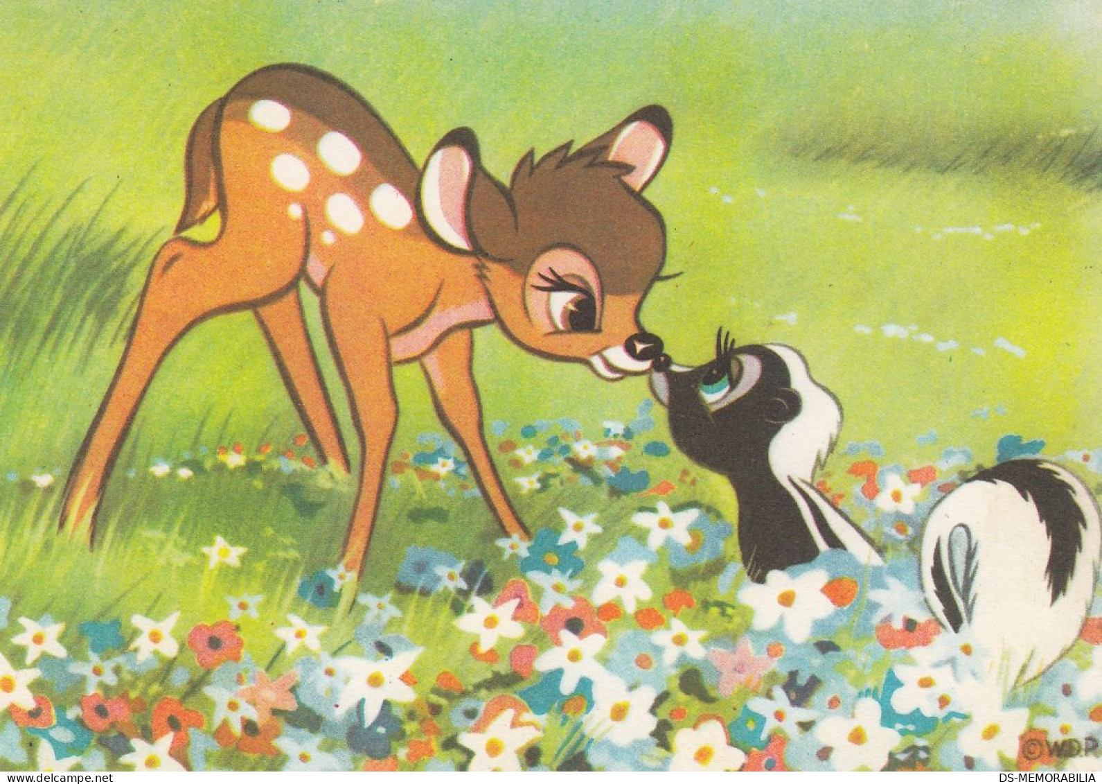 Disney - Bambi & Skunk Old Postcard 1965 - Sonstige & Ohne Zuordnung