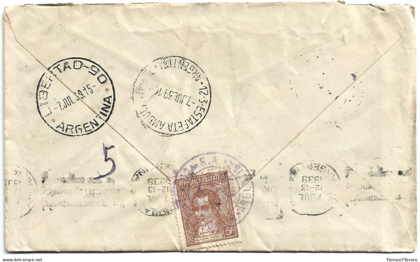 Correspondence - Argentina, Buenos Aires, Mariano Moreno Stamps, 1940, N°1558 - Storia Postale