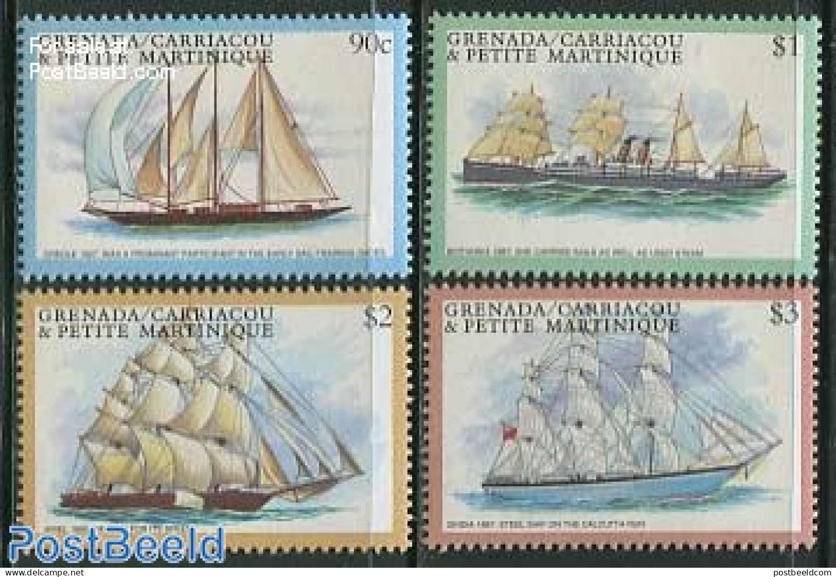 Grenada Grenadines 2001 Sailing Ships 4v, Mint NH, Transport - Ships And Boats - Bateaux