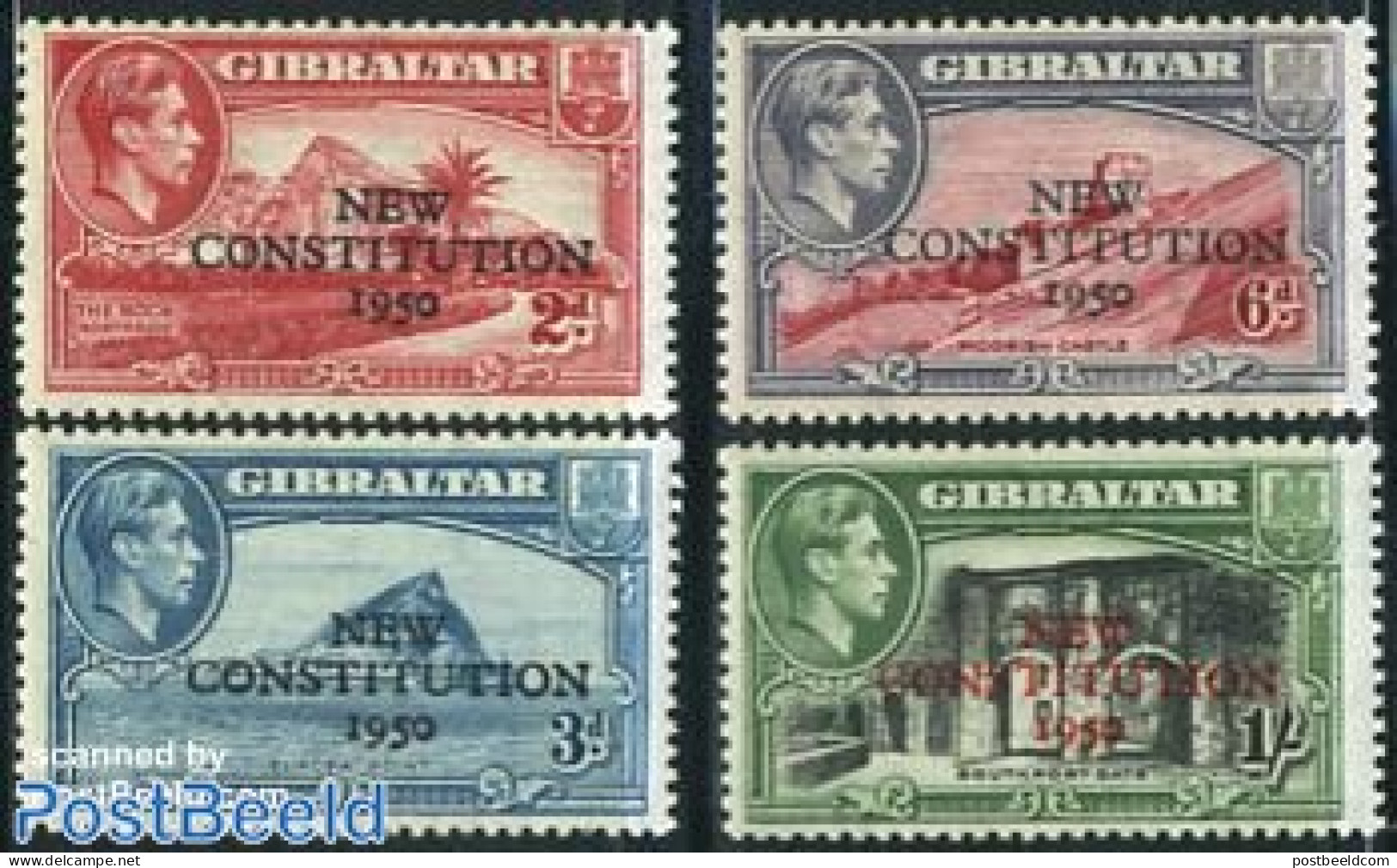 Gibraltar 1950 New Constitution 4v, Mint NH, History - Various - Europa Hang-on Issues - Justice - European Ideas