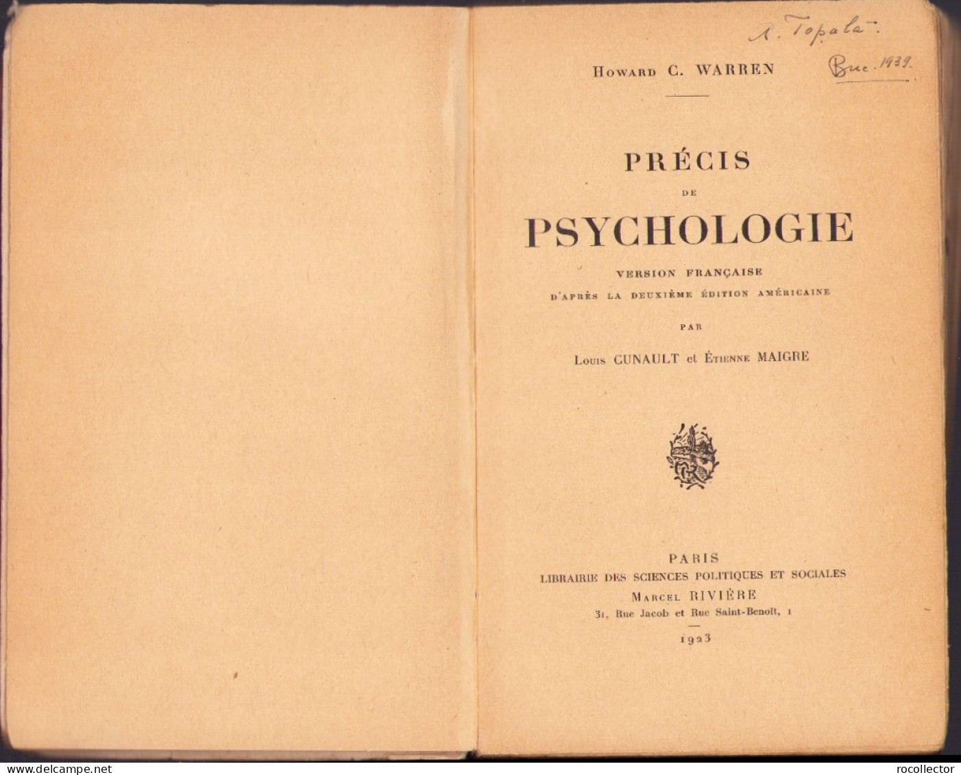 Precis De Psychologie Par Howard Warren 1923 C3865N - Libros Antiguos Y De Colección