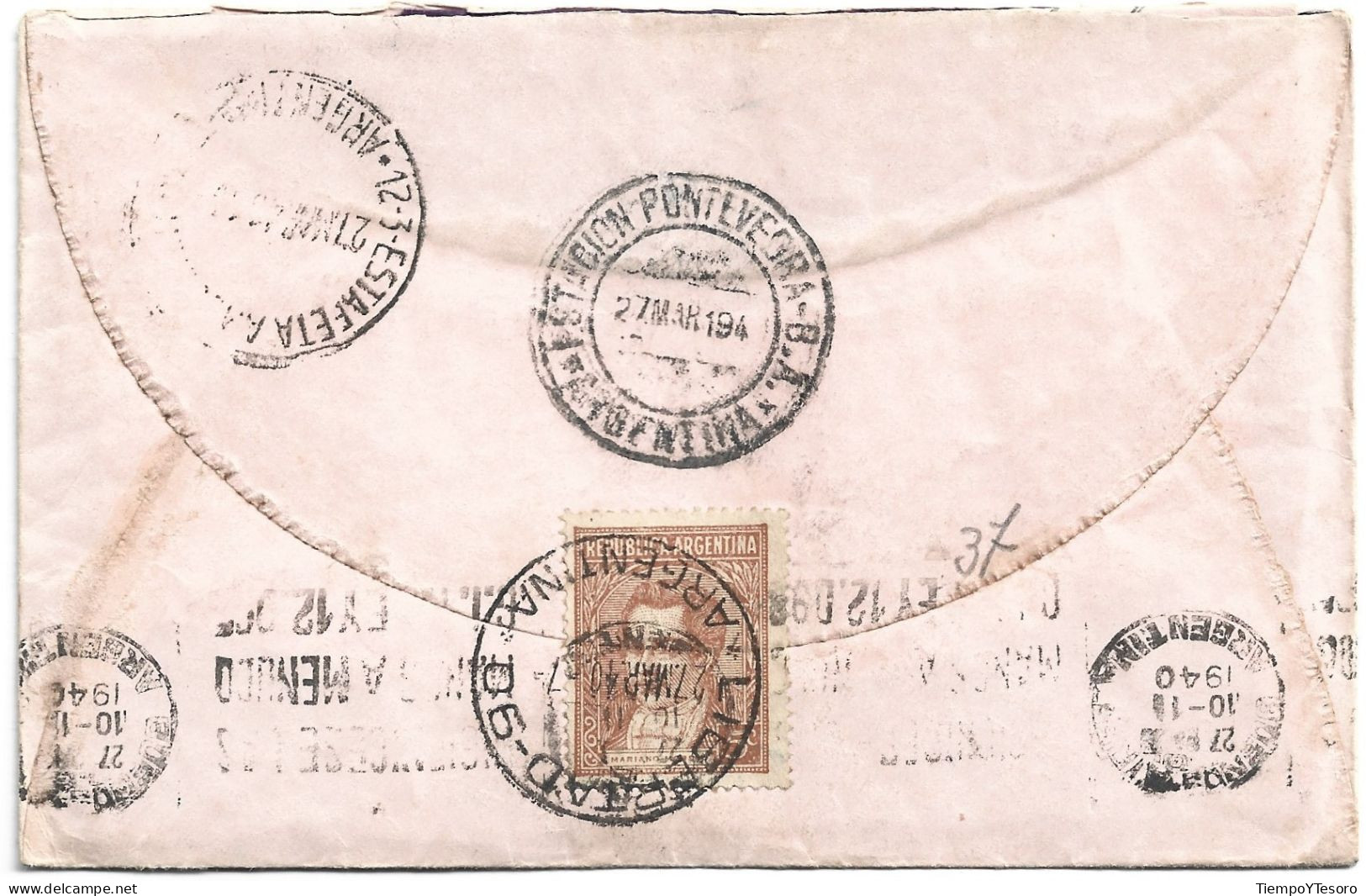 Correspondence - Argentina, Buenos Aires, Mariano Moreno Stamps, 1940, N°1559 - Brieven En Documenten