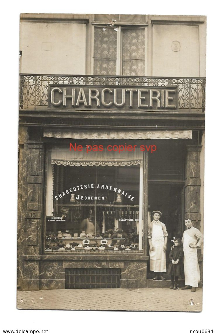 Carte Photo - Bruxelles - 13 Rue Berckmans - Charcuterie Ardennaise J. Echement - Straßenhandel Und Kleingewerbe