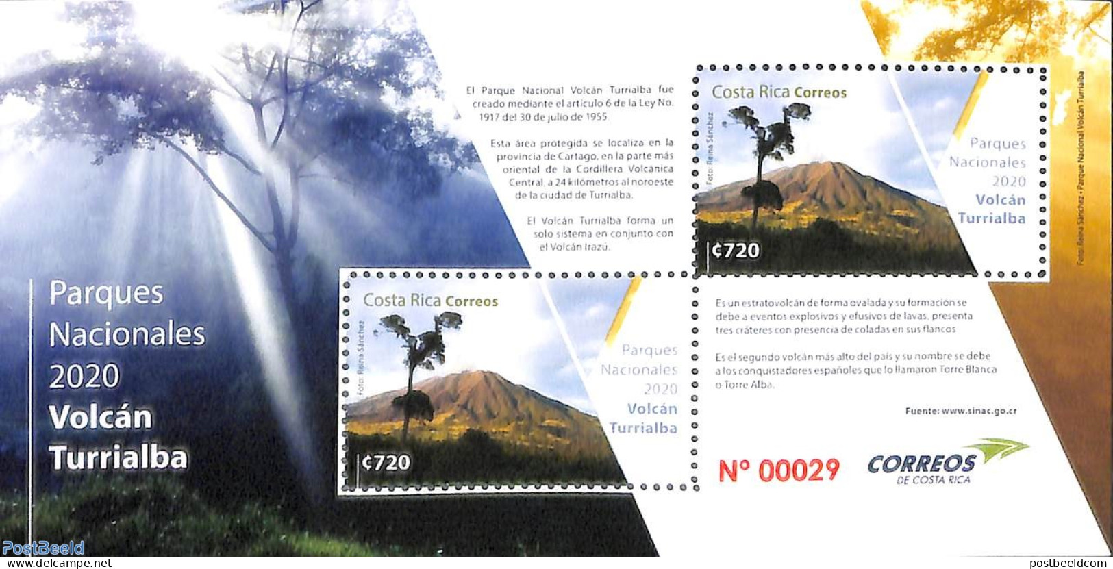 Costa Rica 2020 National Park Turrialba Volcanoe S/s, Mint NH, History - Nature - Geology - National Parks - Natuur