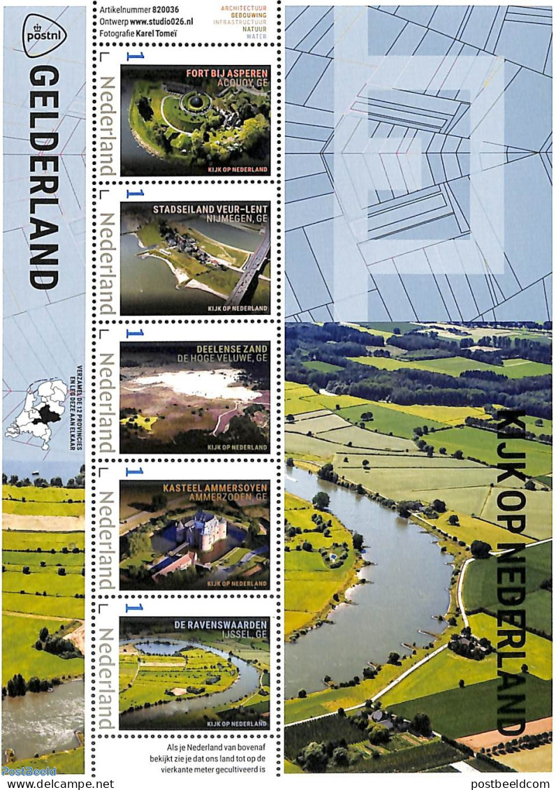 Netherlands - Personal Stamps TNT/PNL 2022 Gelderland 5v M/s, Mint NH, Art - Bridges And Tunnels - Castles & Fortifica.. - Puentes