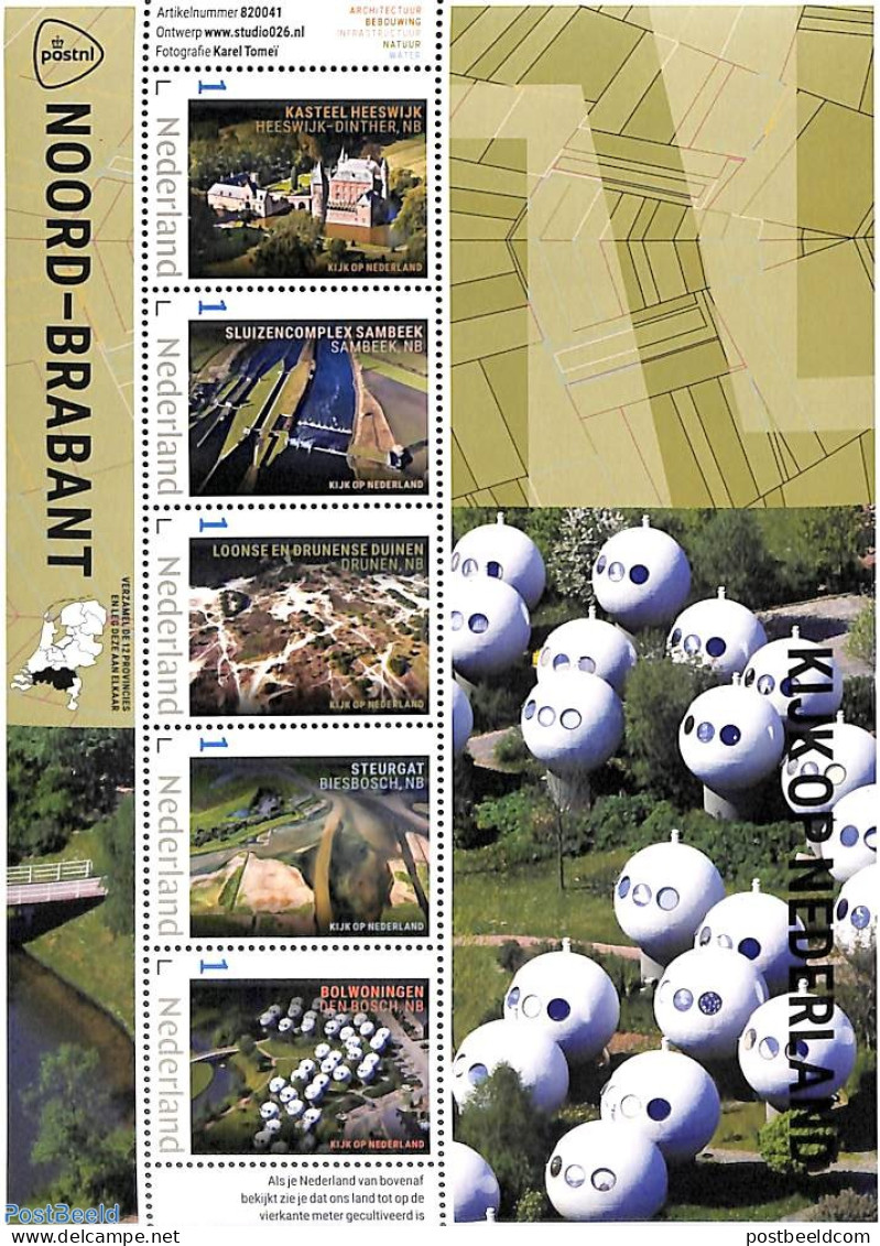 Netherlands - Personal Stamps TNT/PNL 2022 Noord Brabant 5v M/s, Mint NH, Various - Tourism - Art - Castles & Fortific.. - Castelli