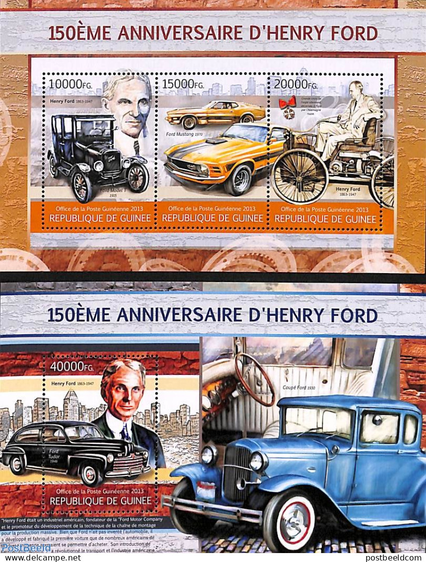 Guinea, Republic 2013 Henry Ford 2 S/s, Mint NH, Transport - Automobiles - Voitures