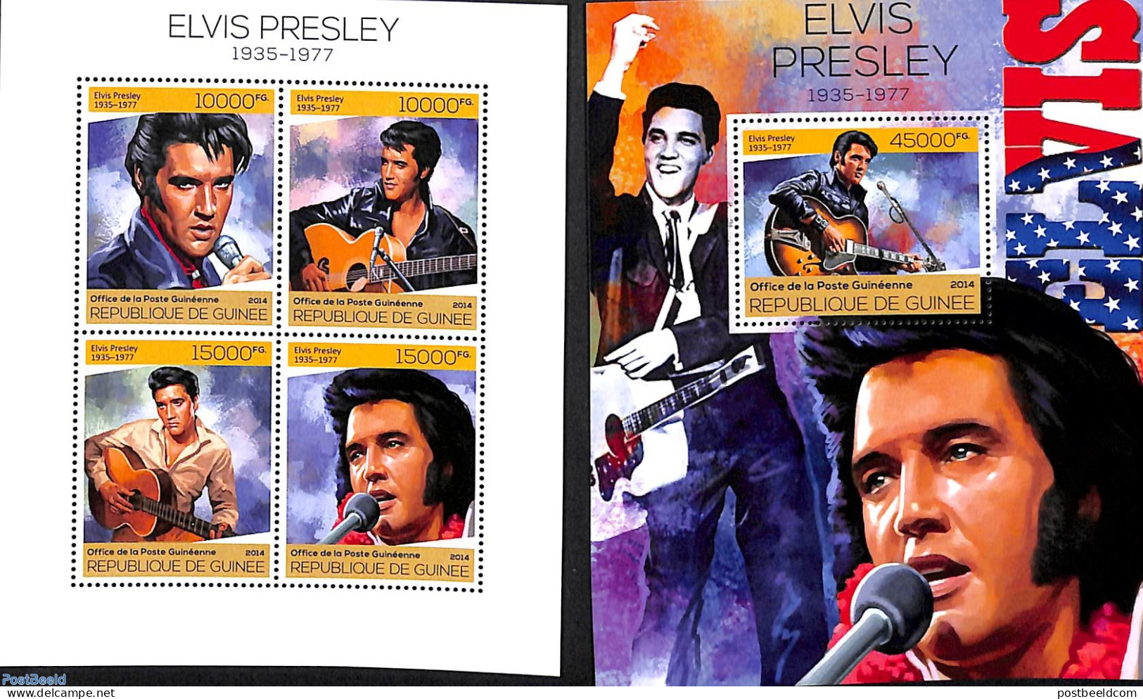 Guinea, Republic 2014 Elvis Presley 2 S/s, Mint NH, Performance Art - Elvis Presley - Music - Elvis Presley