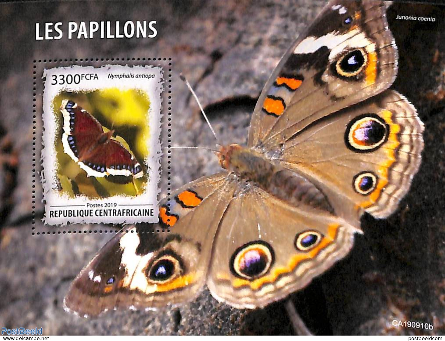 Central Africa 2019 Butterflies S/s, Mint NH, Nature - Butterflies - Zentralafrik. Republik