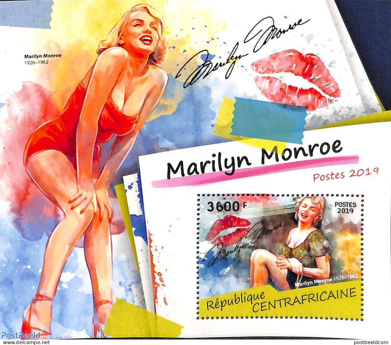 Central Africa 2019 Marilyn Monroe S/s, Mint NH, Performance Art - Marilyn Monroe - Central African Republic