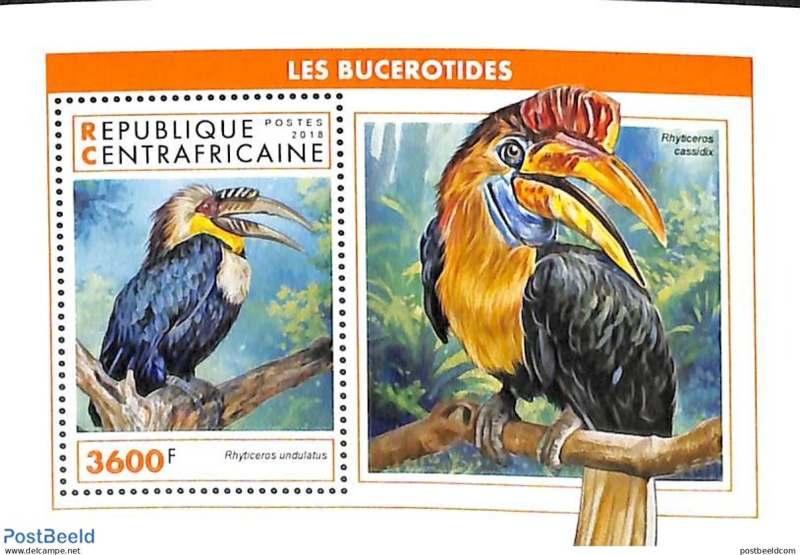 Central Africa 2018 Hornbills S/s, Mint NH, Nature - Birds - Centrafricaine (République)