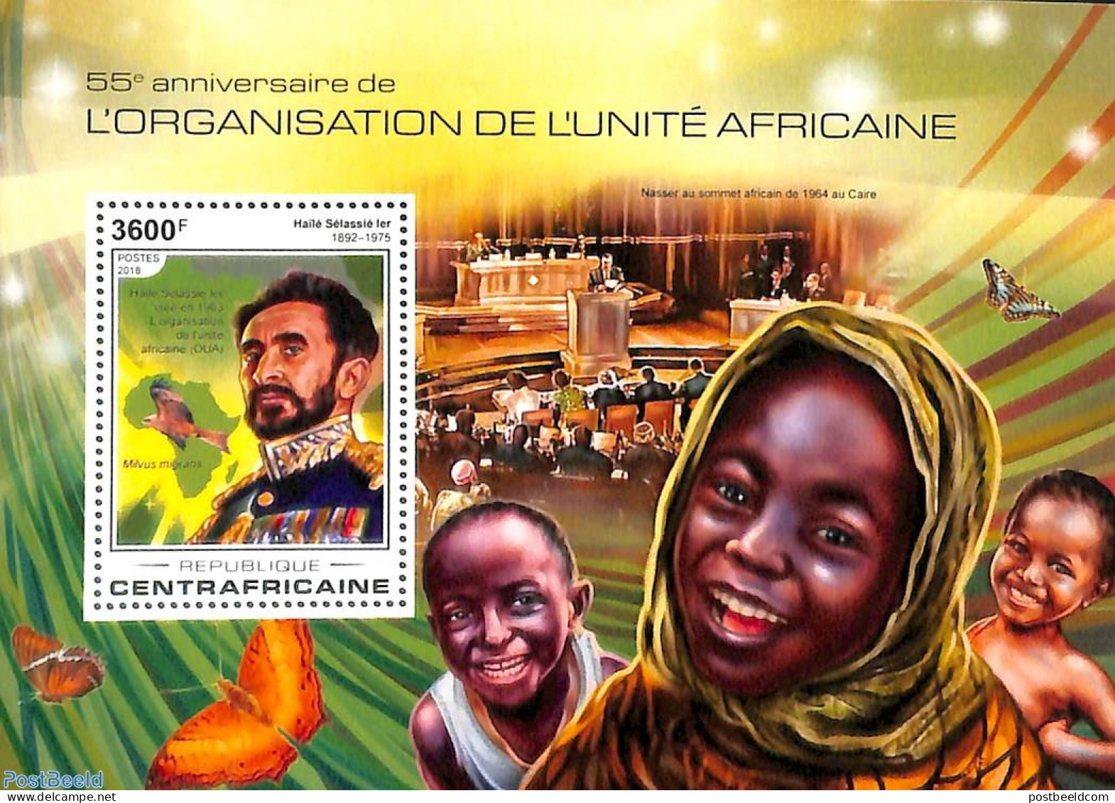 Central Africa 2018 African Union S/s, Mint NH, History - Nature - Politicians - Birds - Centrafricaine (République)