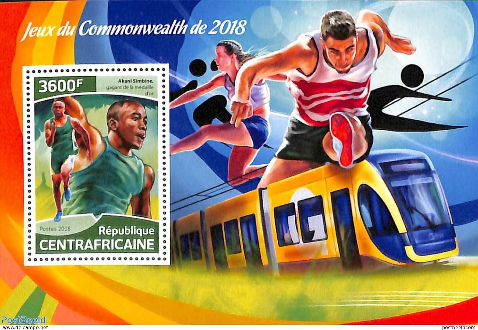 Central Africa 2019 Commonweralth Games S/s, Mint NH, Sport - Transport - Sport (other And Mixed) - Trams - Tranvie
