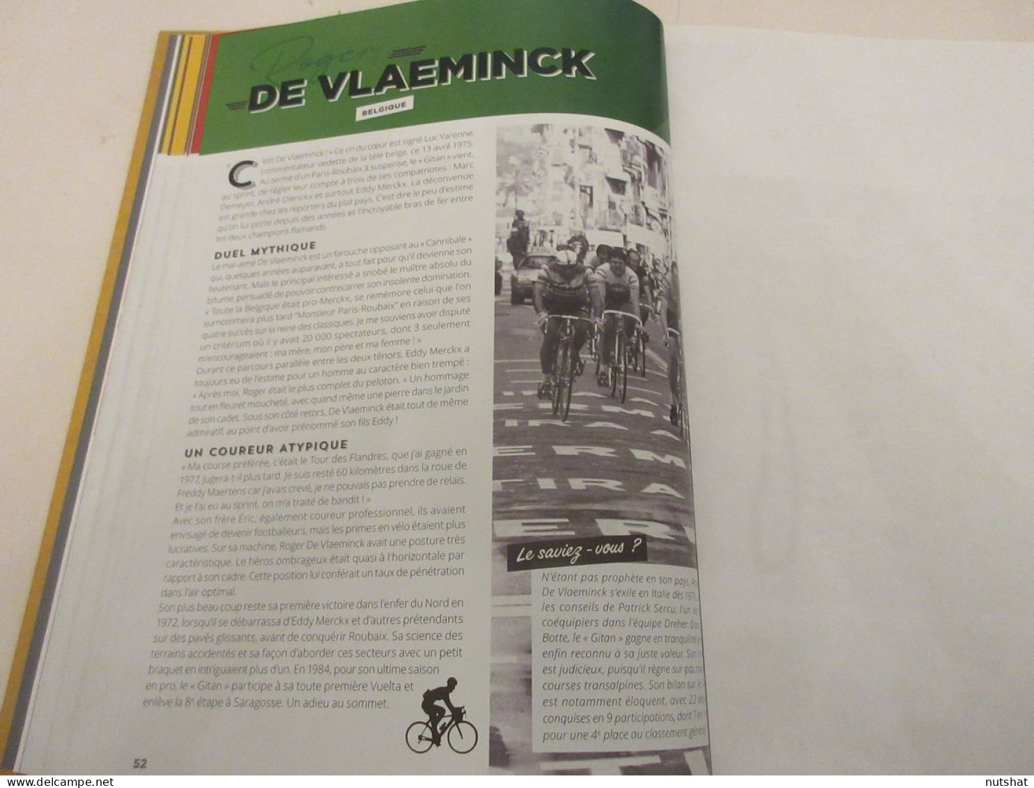 CYCLISME COUPURE LIVRE EC052 Roger De VLAEMINCK GIS GELATI VAINQUEUR SPRINT - Sport