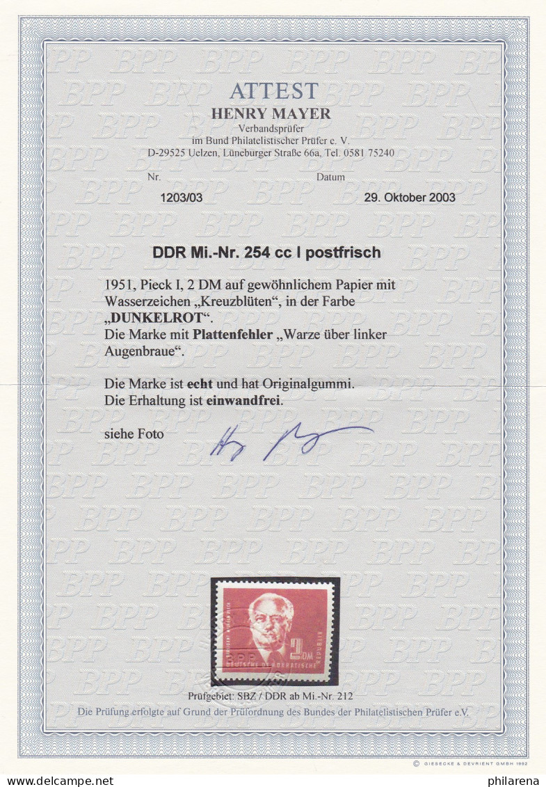 DDR: MiNr. 254 Cc I Und 254 CcII, Beide Postfrisch, BPP Attest - Neufs