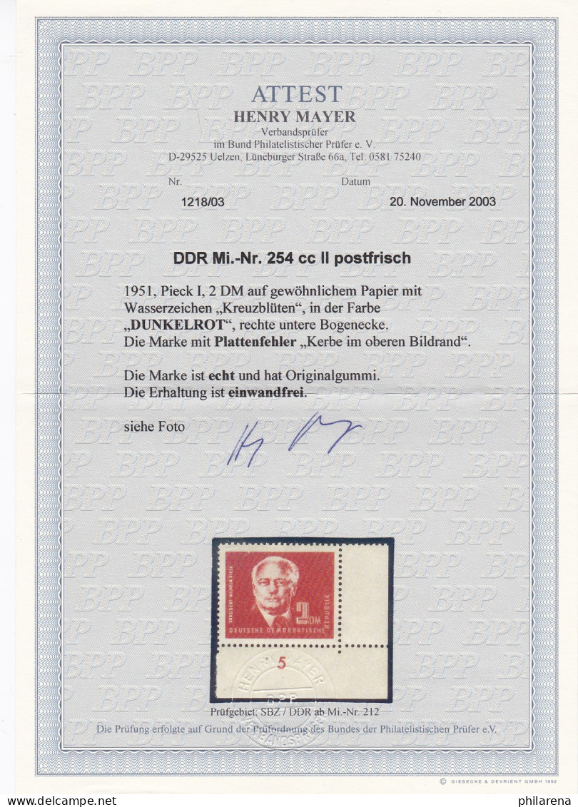 DDR: MiNr. 254 Cc I Und 254 CcII, Beide Postfrisch, BPP Attest - Neufs