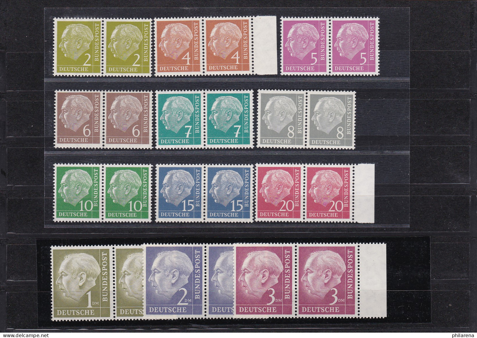 Bund: MiNr. 177-196, Im Waagrechten Paar, Postfrisch, BPP Attest - Unused Stamps