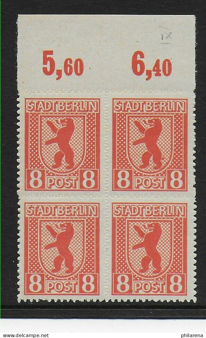 MiNr. 3 B IX,  Postfrisch, ** Viererblock Vom Oberrand - Postfris