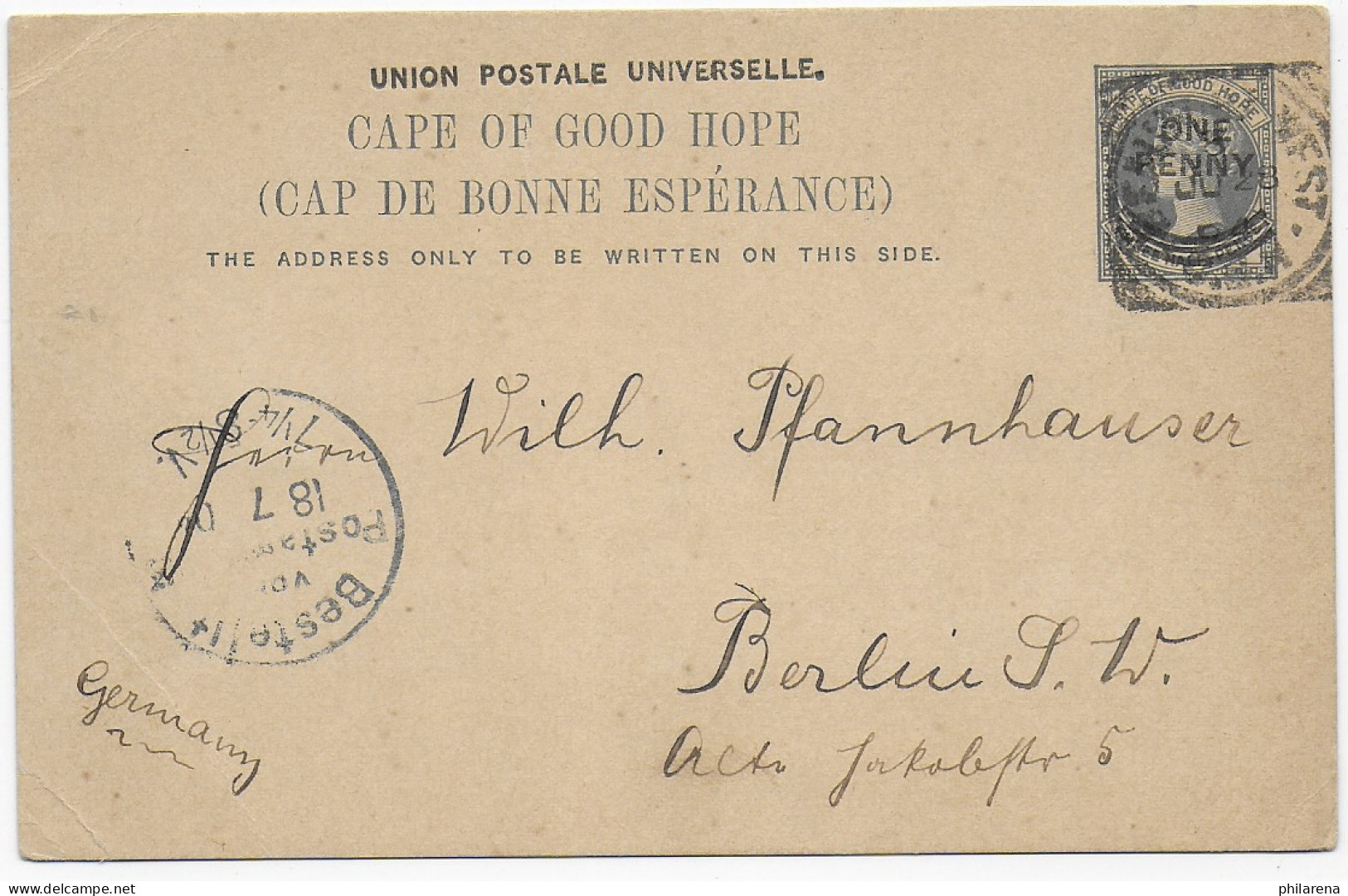 Post Card Of Good Hope, 1904 To Berlin - Other & Unclassified