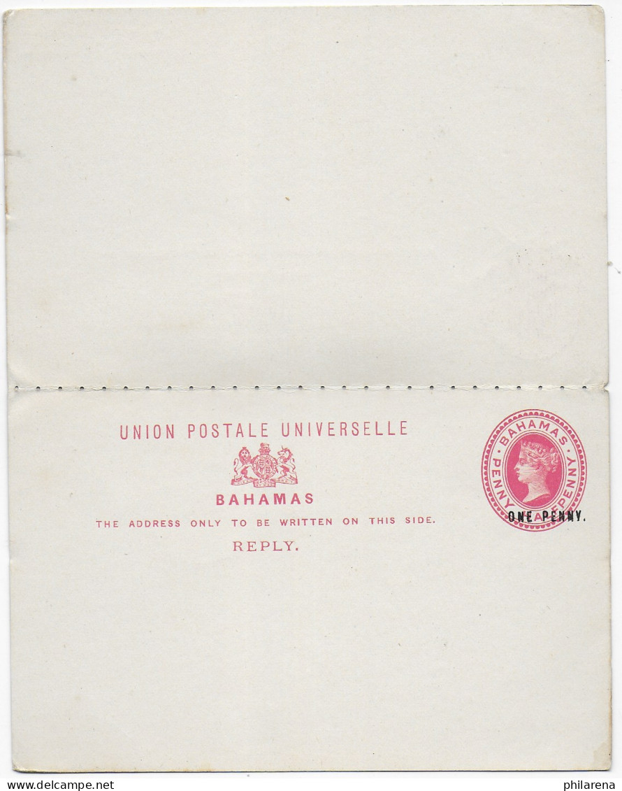 Bahmas Post Card With Reply Card, 1893 - Bahama's (1973-...)