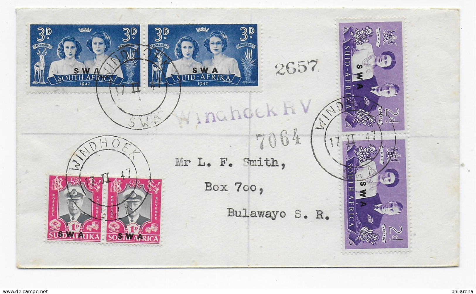 SWA: Windhoek 1947 Nach Bulawayo - Other & Unclassified
