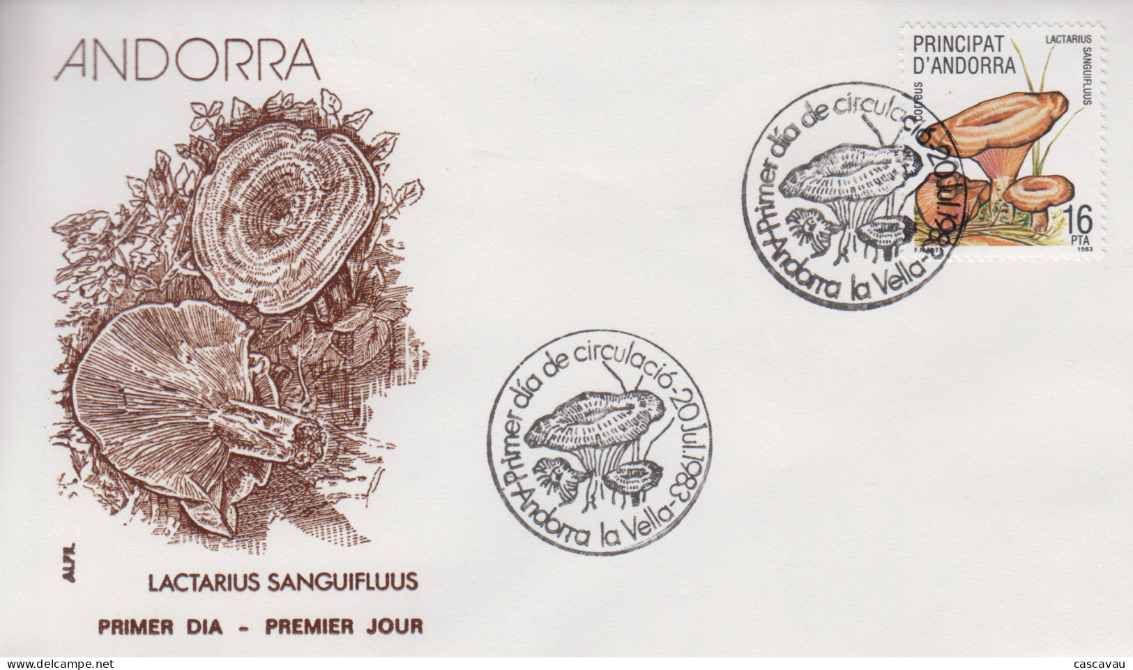 Enveloppe  FDC  1er  Jour   ANDORRE    Champignon   1983 - Autres & Non Classés