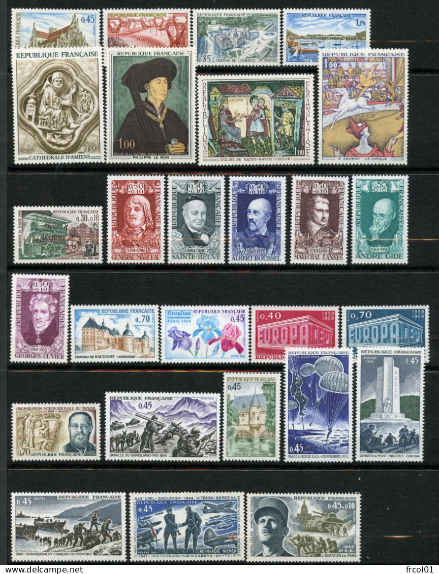 France, Yvert Année Complète 1969**, Luxe, 1582/1620, 40 Timbres , MNH - 1960-1969