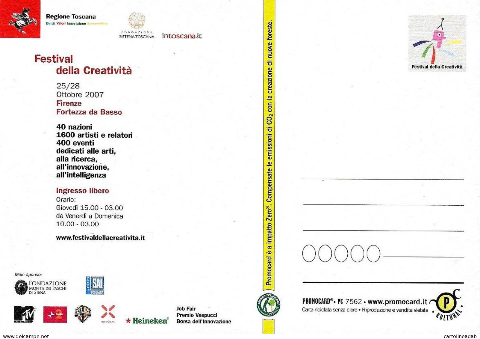 [MD9162] CPM - FIRENZE FORTEZZA DA BASSO FESTIVAL DELLA CREATIVITA' - PROMOCARD 7562 PERFETTA - Non Viaggiata - Firenze (Florence)