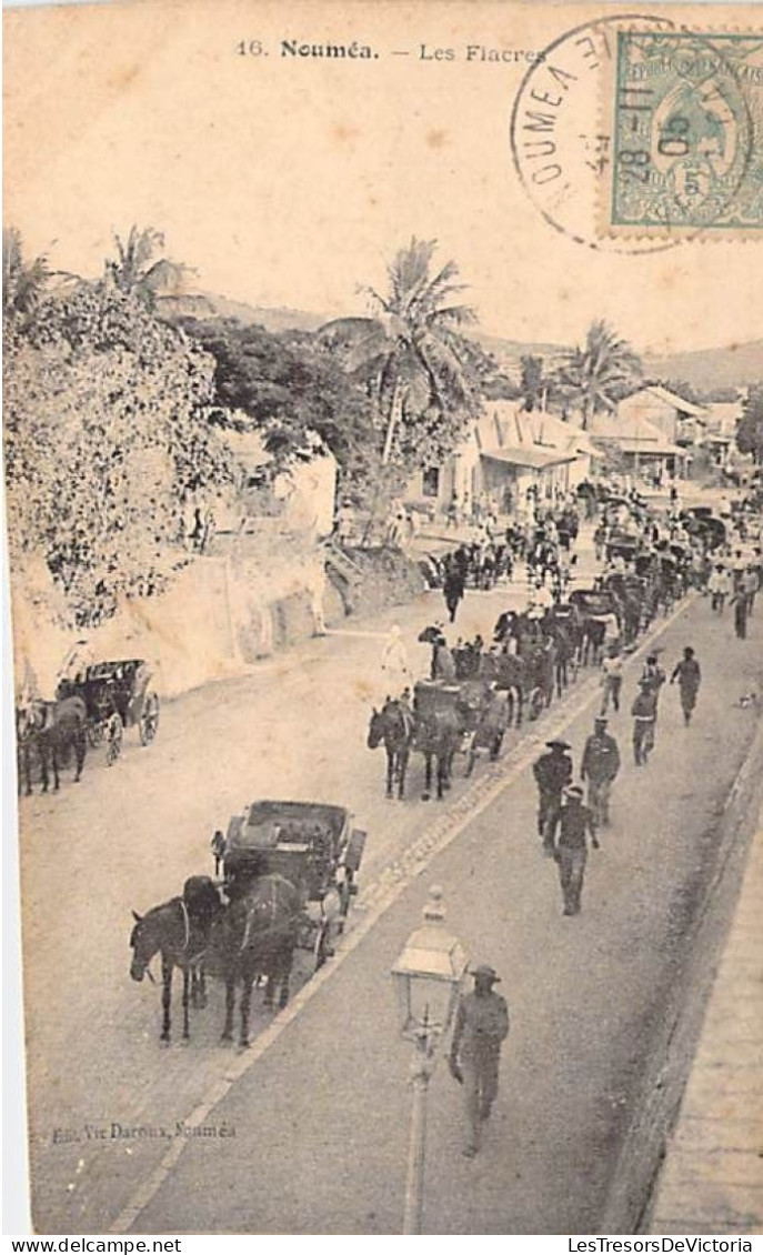 Nouvelle Calédonie - Nouméa - Les Fiacres - Animé - Attelage - Vve Daroux - Oblitéré 1905 - Carte Postale Ancienne - Nieuw-Caledonië