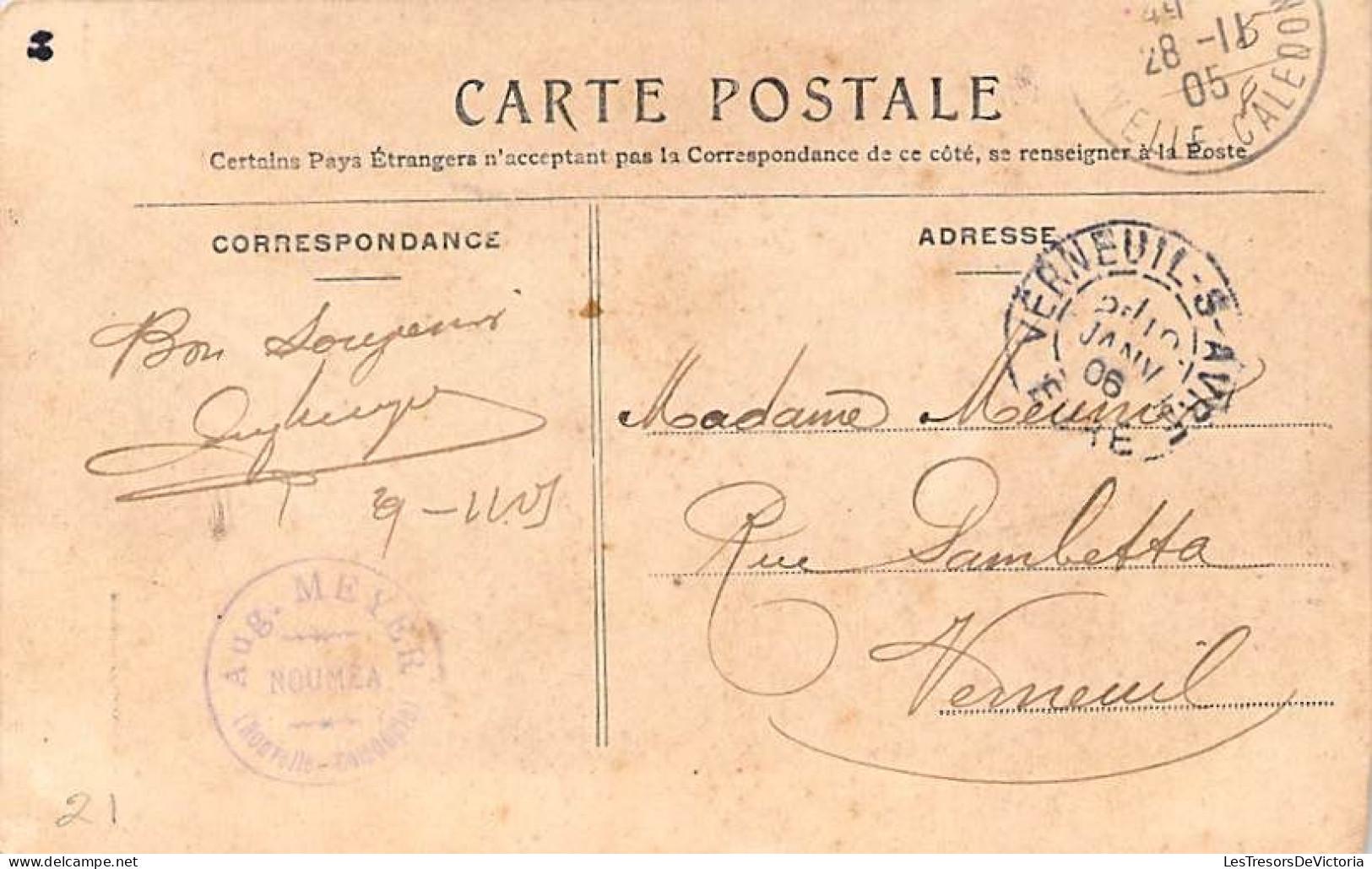 Nouvelle Calédonie - Nouméa - Les Fiacres - Animé - Attelage - Vve Daroux - Oblitéré 1905 - Carte Postale Ancienne - Nieuw-Caledonië