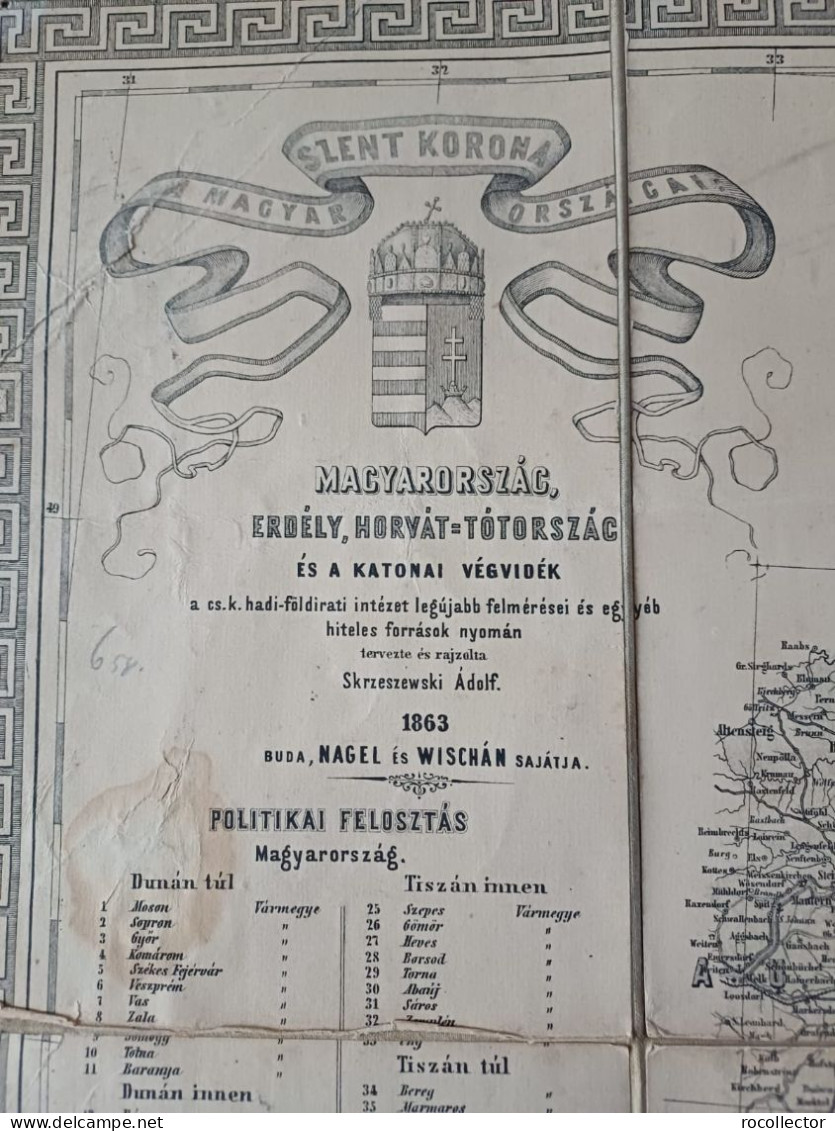 A Magyar Szent Korona Országai. Magyarország, Erdély, Horvát-, Tótország és A Katonai Végvidék Uj Térképe 647SP - Autres & Non Classés