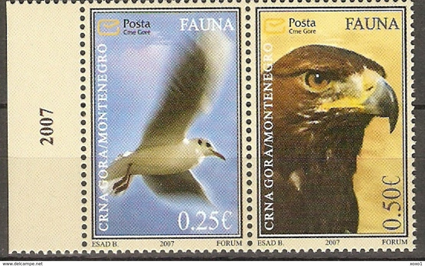 Montenegro 2007 Mi.No. 141 - 142 Birds Eagles 2v MNH**  1,50 € - Arends & Roofvogels