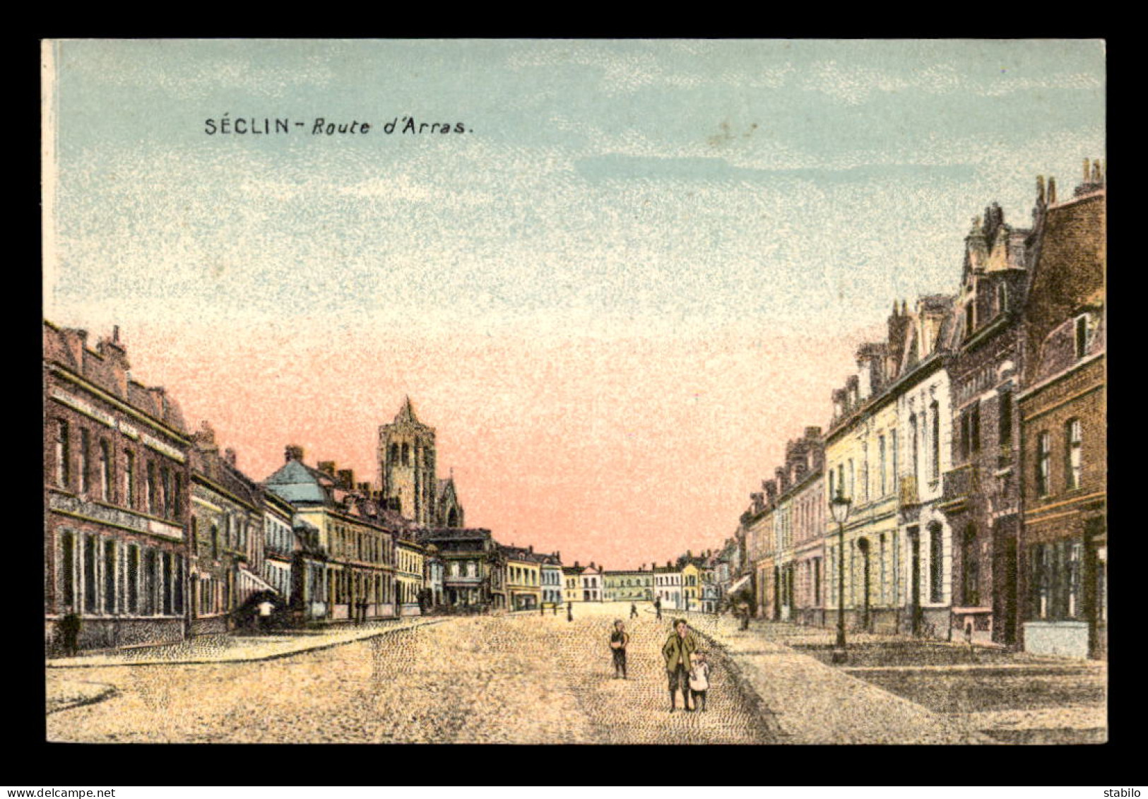 59 - SECLIN - ROUTE D'ARRAS - CARTE COLORISEE DE CARNET FORMAT 9 X 13 CM - Seclin